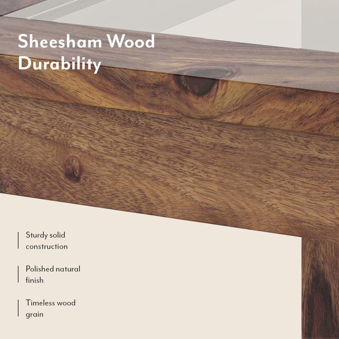 Floyd 6 Seater Glass Top Dining Table With Set Of 6 Alaine Dining Chairs (Colour- Calico Floral Retreat and Pony Beige, Finish- Teak)