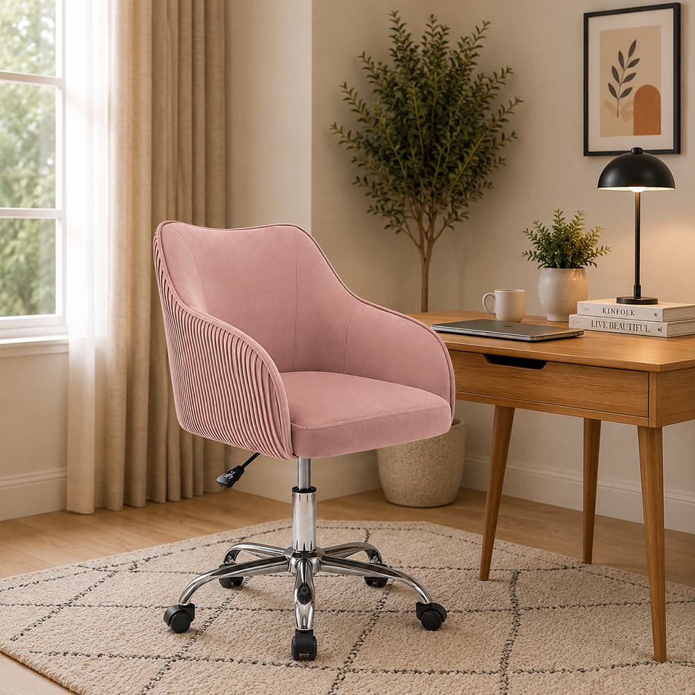 Doe Buck Leisel Modern Pink Velvet Office Chair