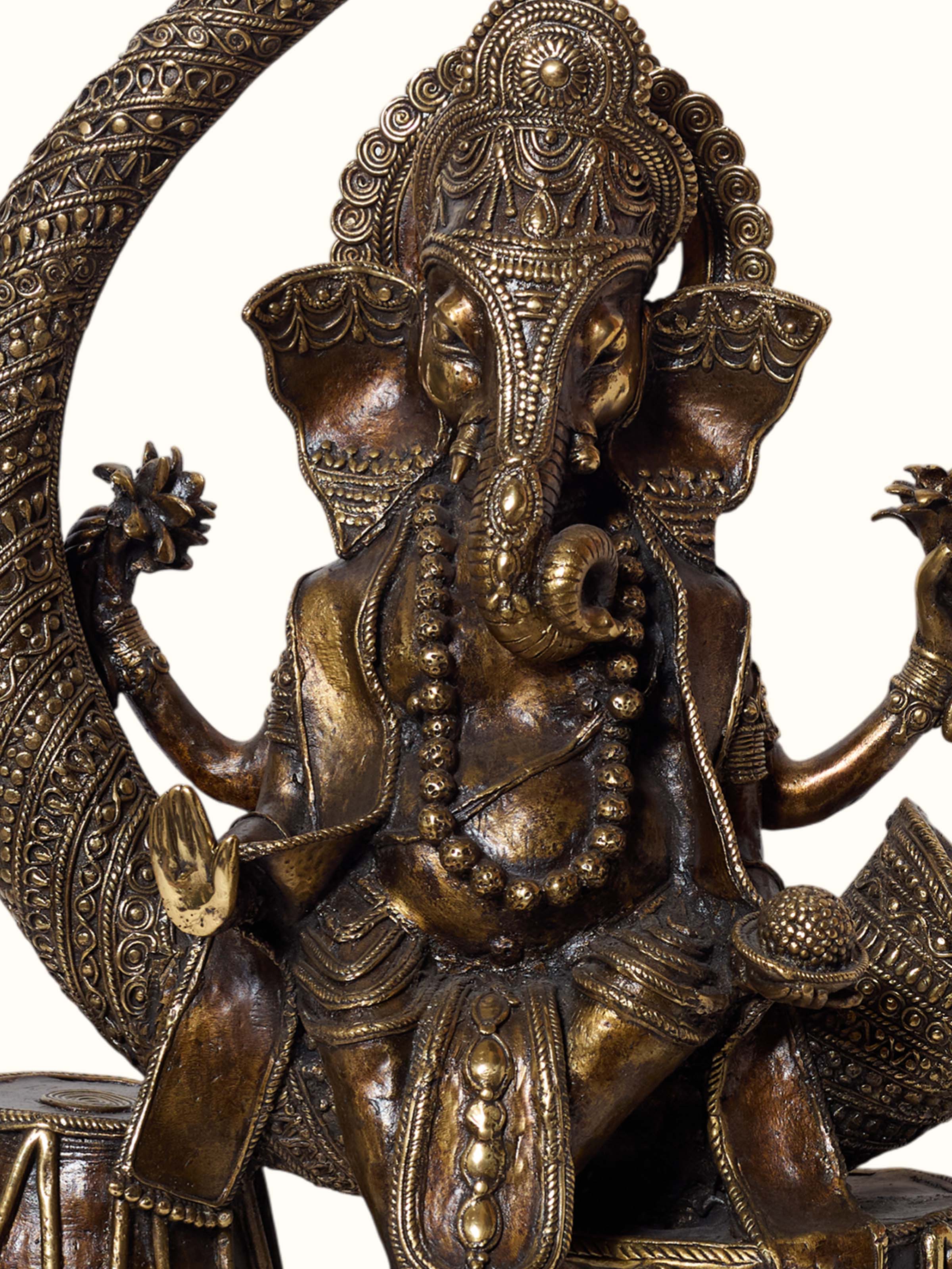 Dhokra Ganesha Tabla Brass Idol