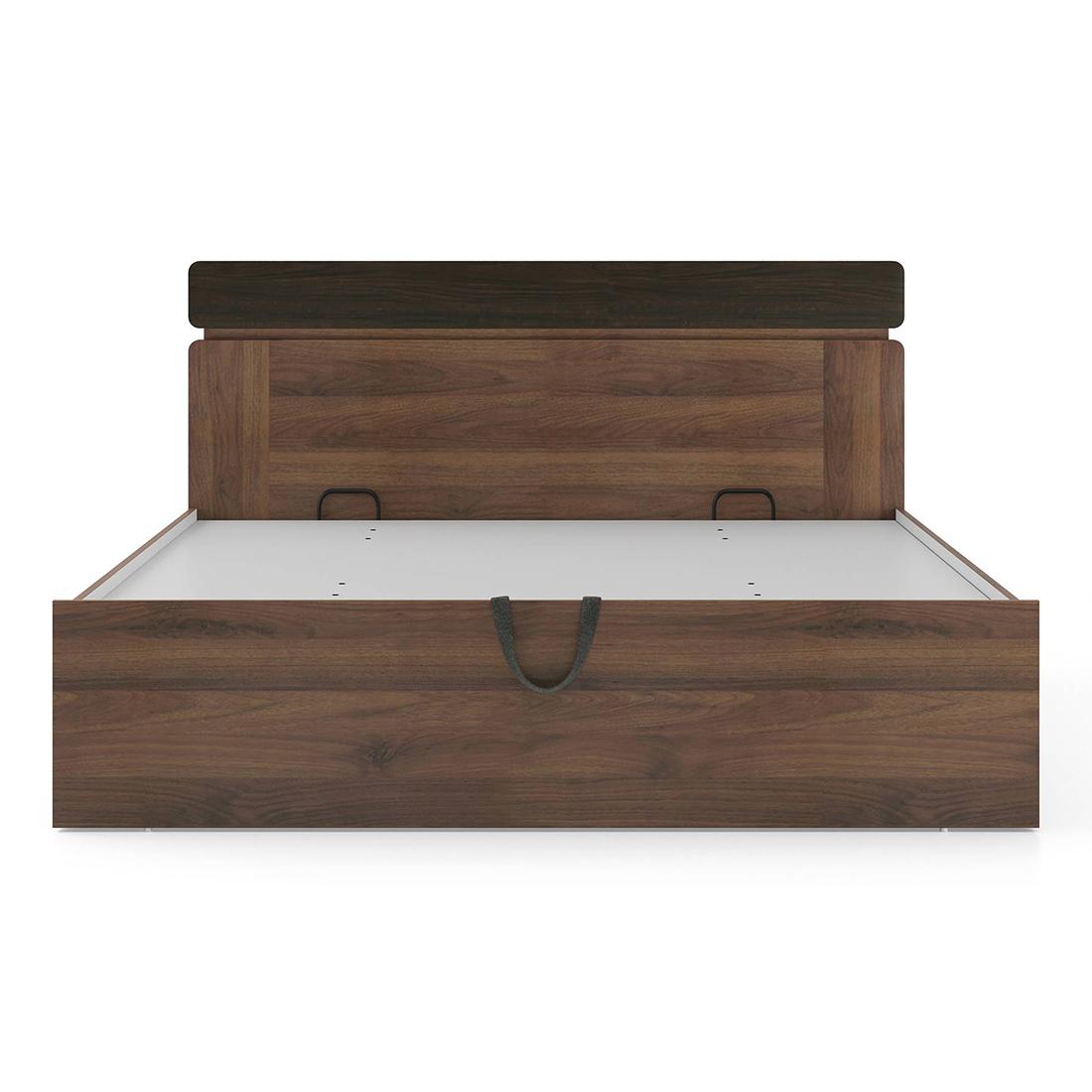 Aruba Engineered Wood Queen Size Hydraulic Storage Bed In Classic Walnut Finish