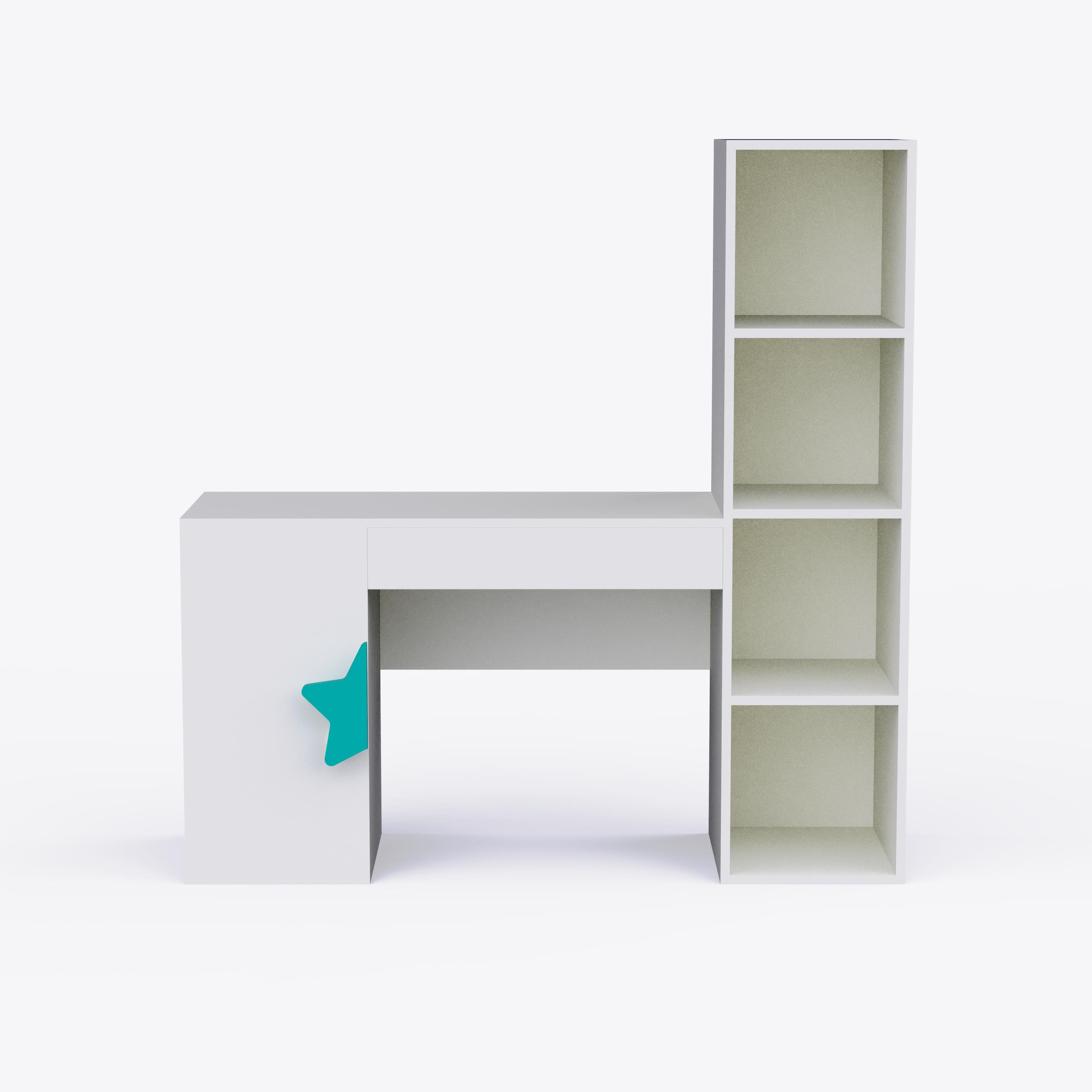Joy Ride Study Table In White & Teal Colour