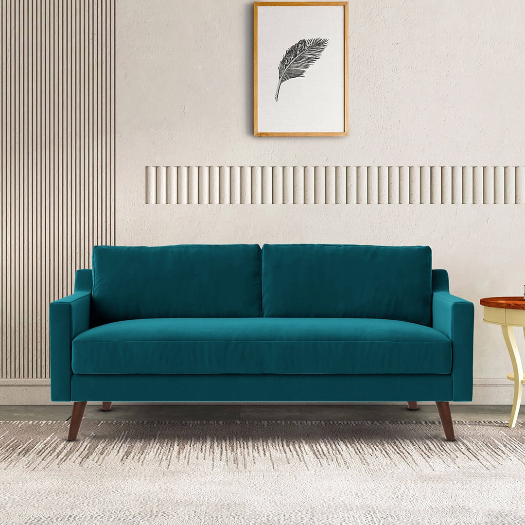 Reiti Velvet 2 Seater Sofa Teal in Blue Colour