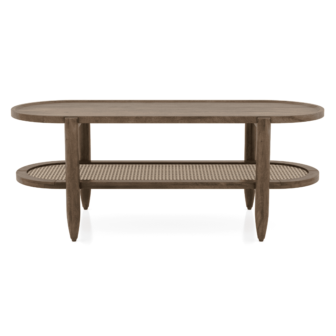 Tora Solid Wood And Cane Coffee Table In Danish Walnut Finish