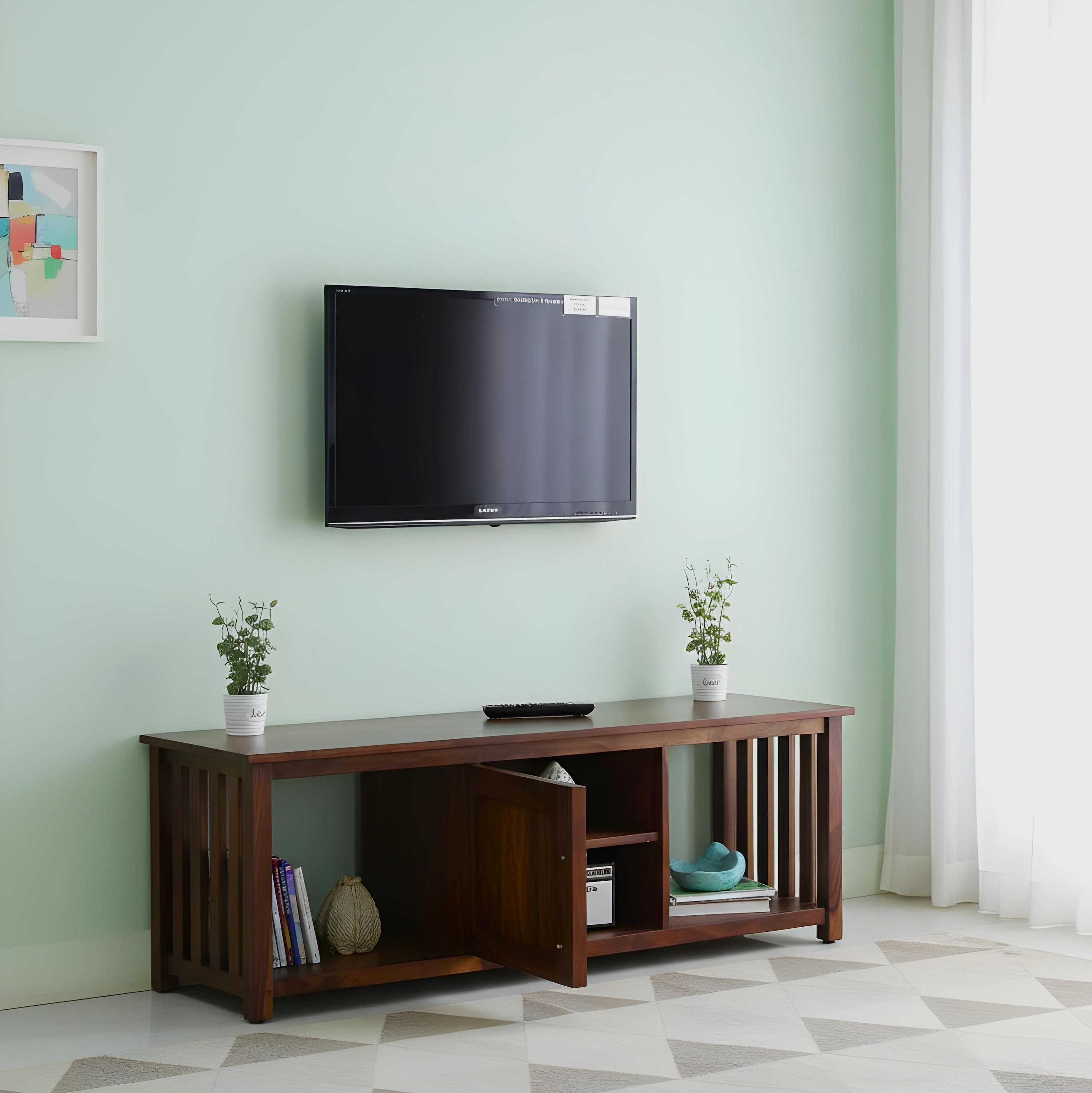 Elder Sheesham Wood Contemporary Tv Entertainment Unit For Tv Upto 70 Inch In Provisional Teak Finish