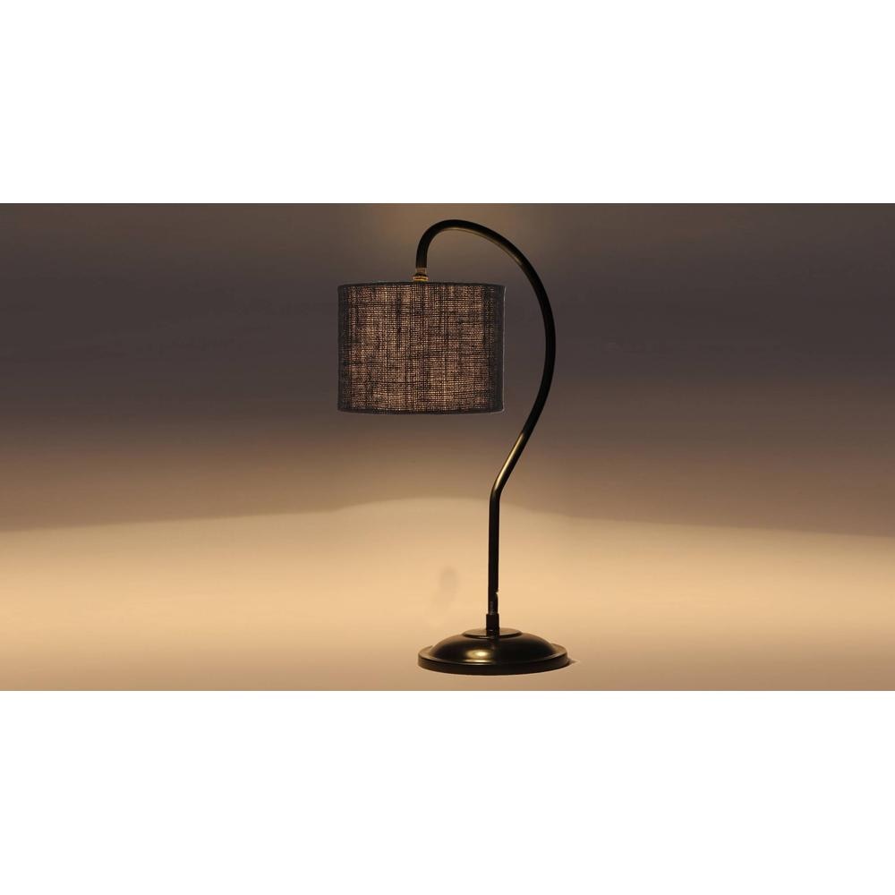 Black Jute Curvy table lamp with Iron Base (SP18)