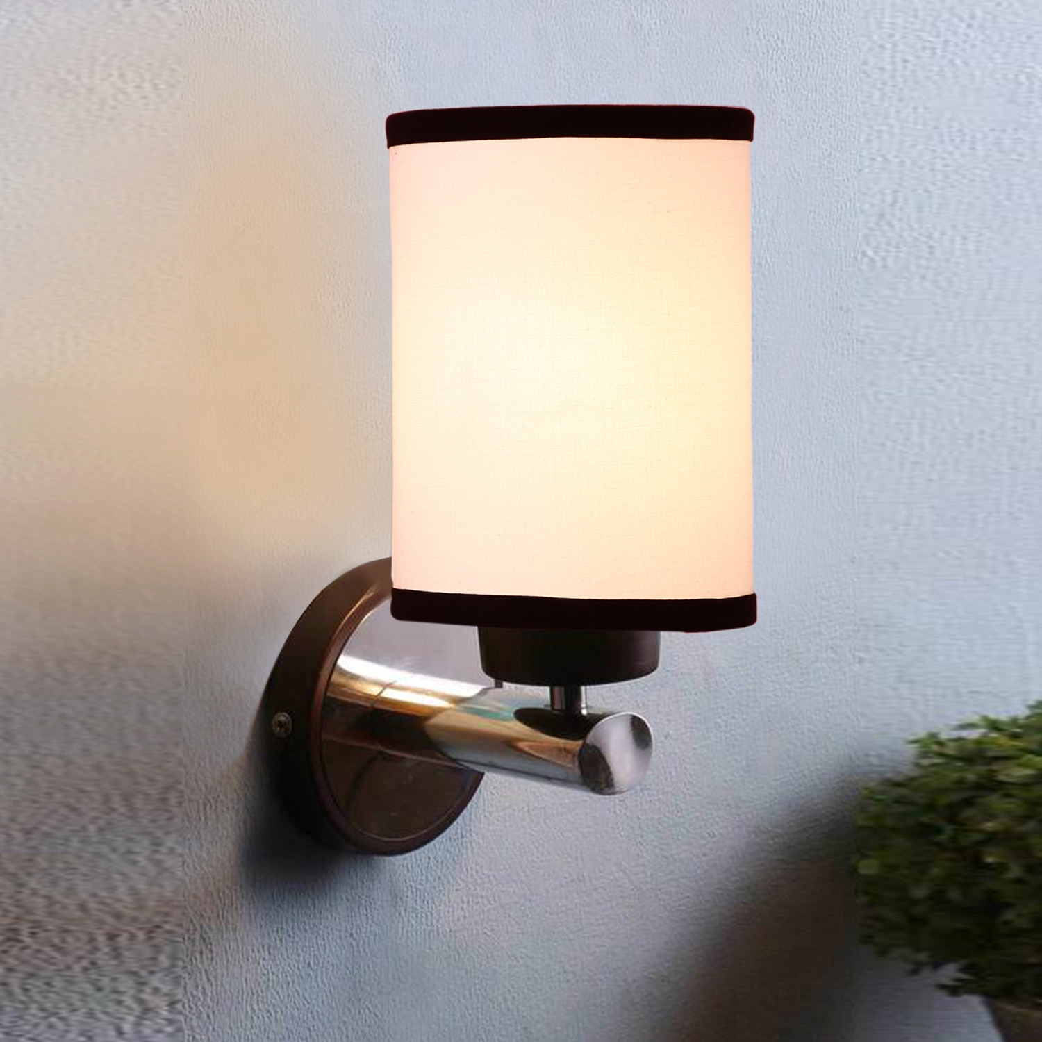 Devansh Metal Electric Wall Light in White & Black Colour with White & Black Shade Count of 1 Light - Devansh