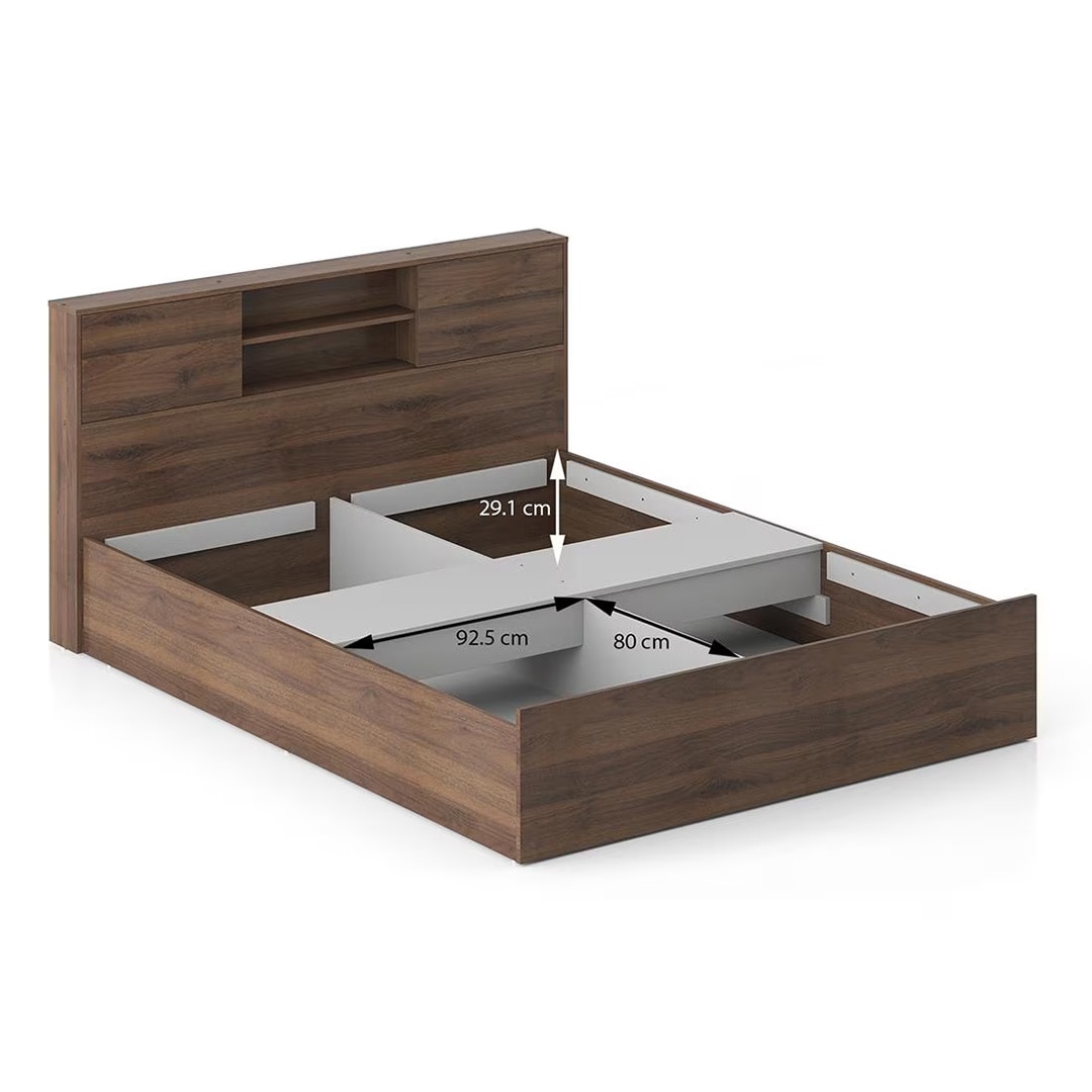 Amy Engineered Wood King Size Box Storage Bed In Classic Walnut Finish