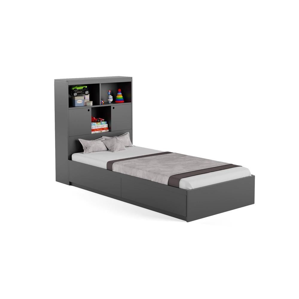 Ironhide Engineered Wood Box Storage Bed in Grey Colour