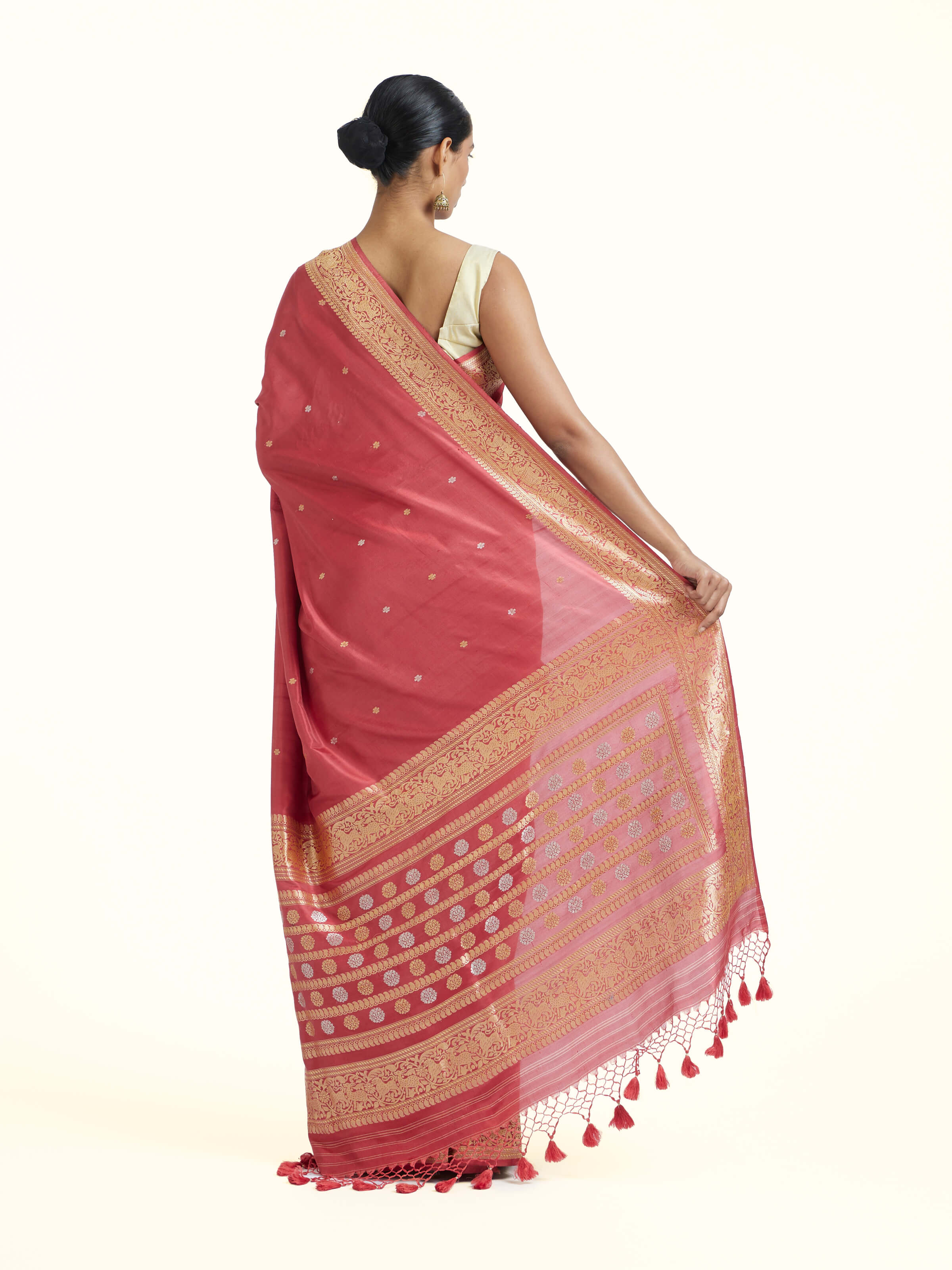 Pink Ashavali Brocade Silk Saree