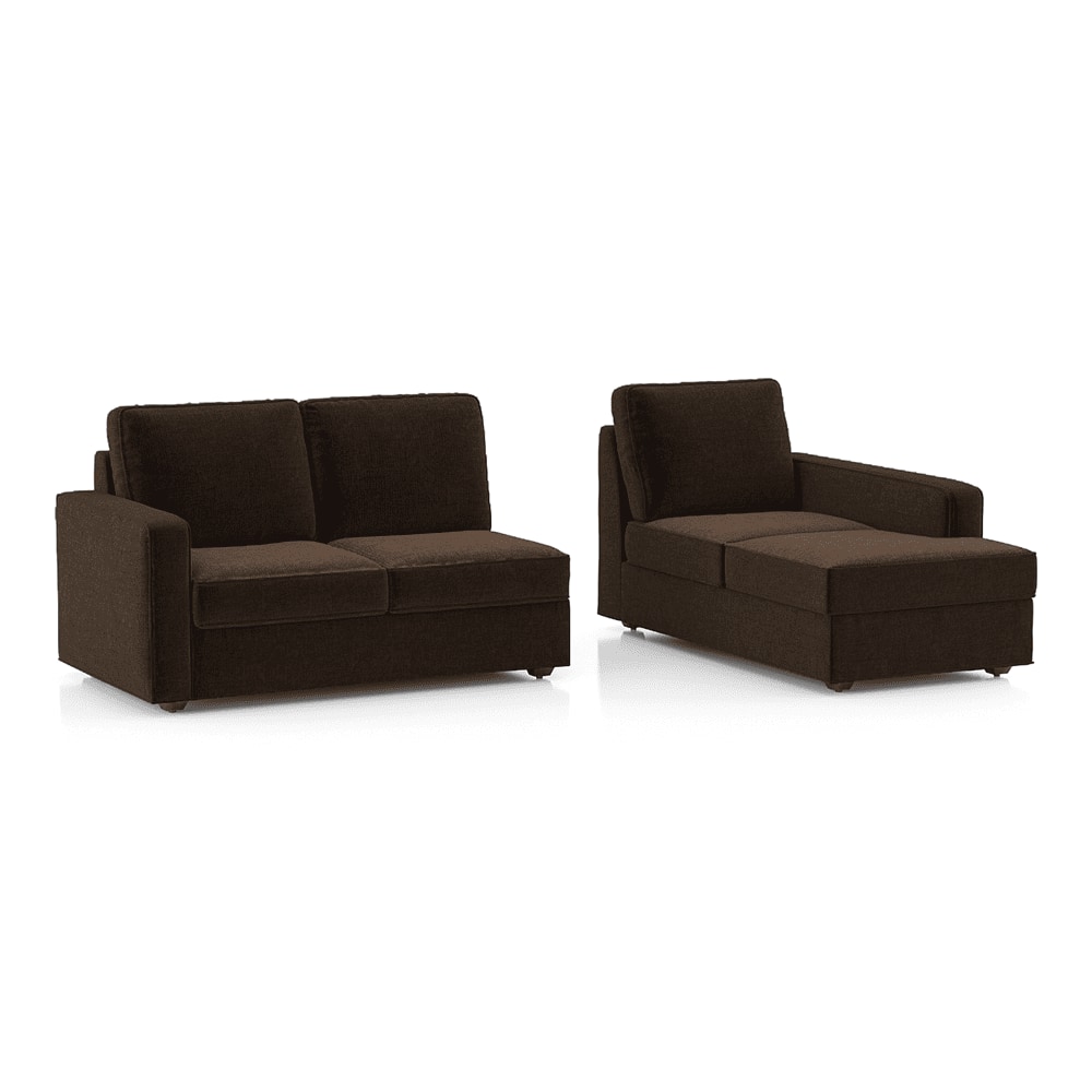 Apollo Compact Sofa (Colour : Dark Earth, Cushion : Hard, Back Type : Regular, Seating Capacity : Right Aligned 2 Seater + Right Aligned Chaise + Ottoman)