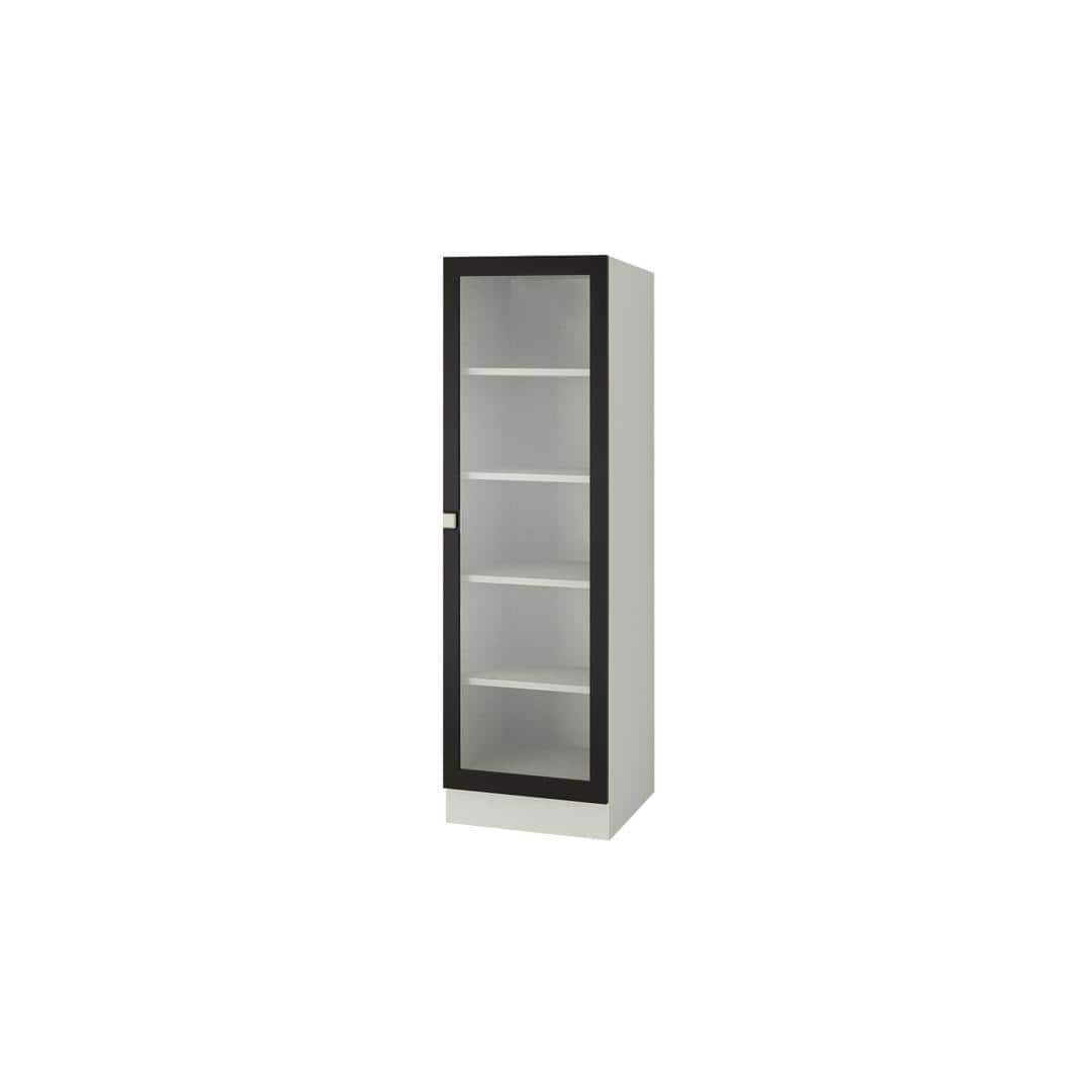Twin Kristina Study Set with Twin Desk and Toughened Glass Bookshelf in Ivory Carbon Black Colour