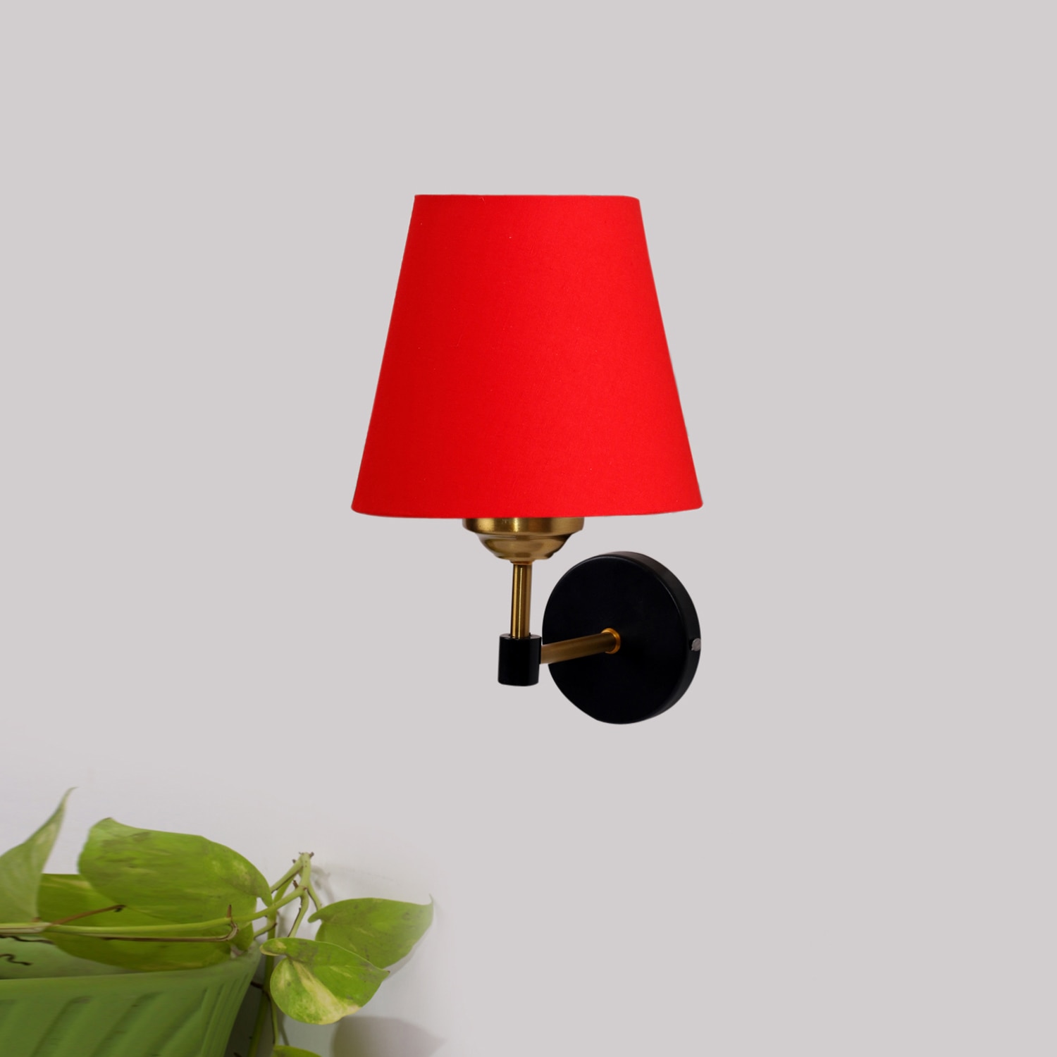 Devansh Metal Electric Wall Light in Black Colour with Red Shade Count of 1 Light - Devansh
