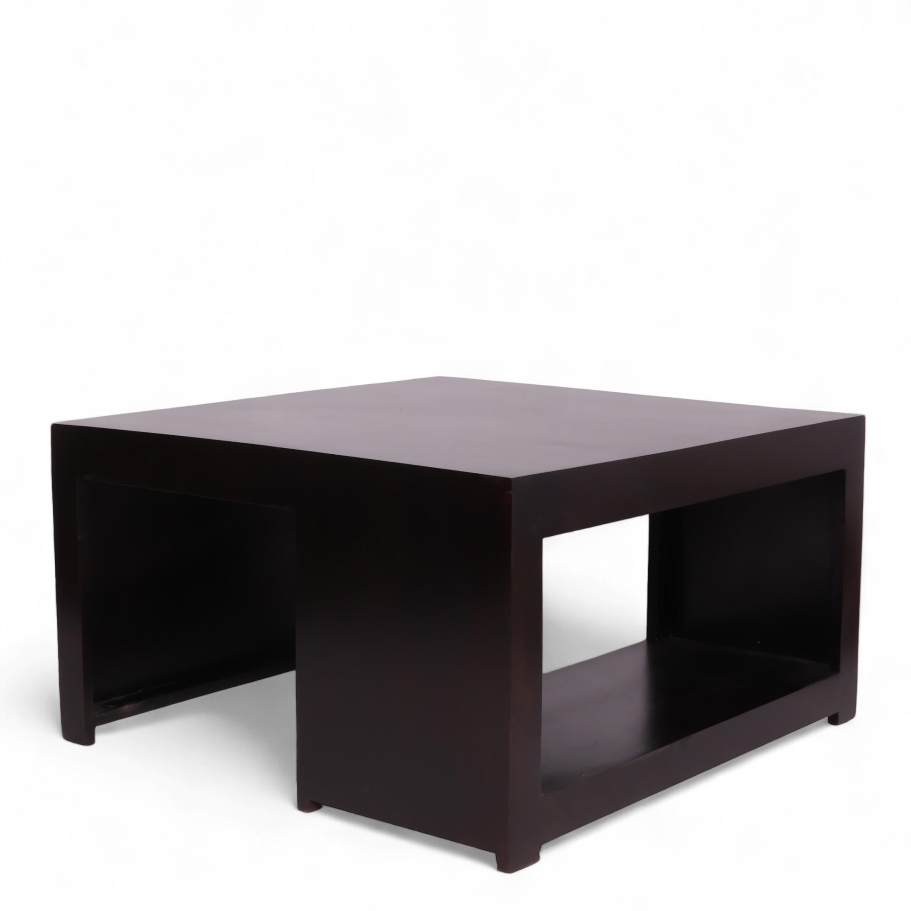 Wayne Sheesham Wood Contemporary Square Coffee Table In Extra Dark Mahagony Finish
