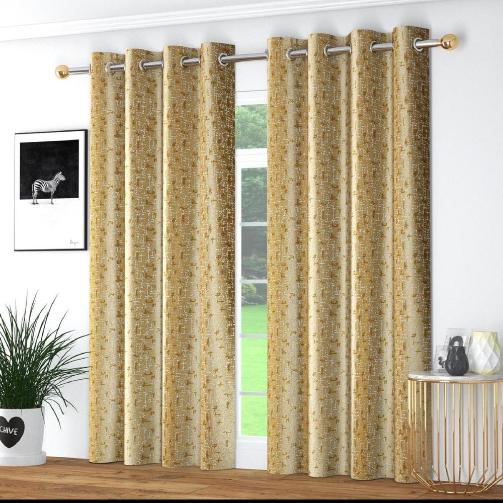 Texture Print Pack of 2 Pieces Room Darkning Window Curtains