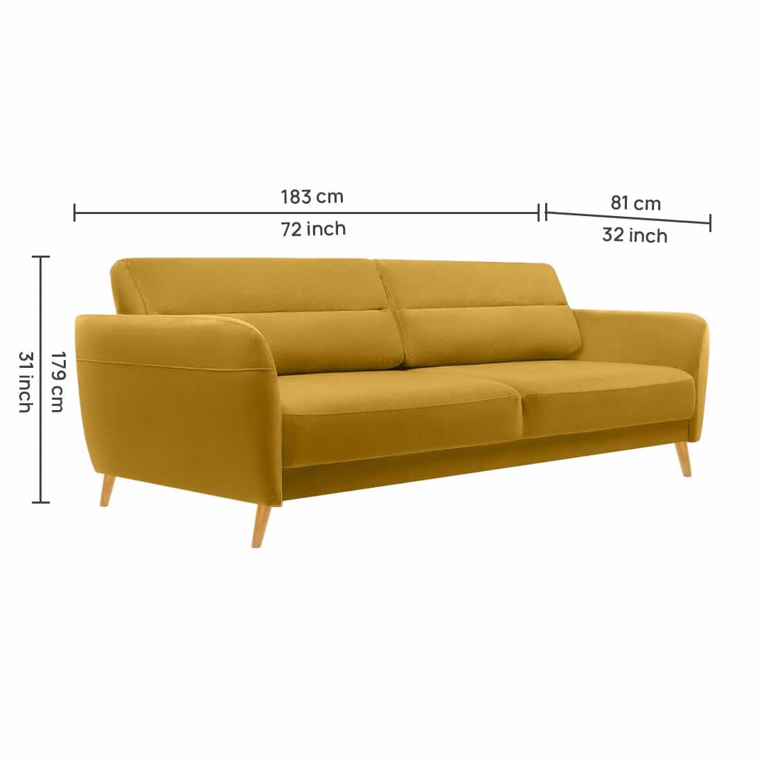 Rockson Fabric Sofa (Yellow)