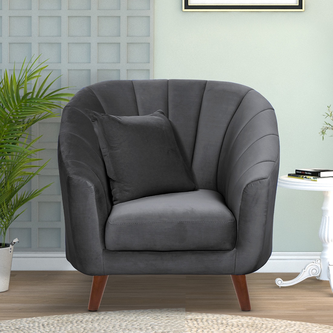Nilo Velvet 2 Seater Sofa Dark in Grey Colour