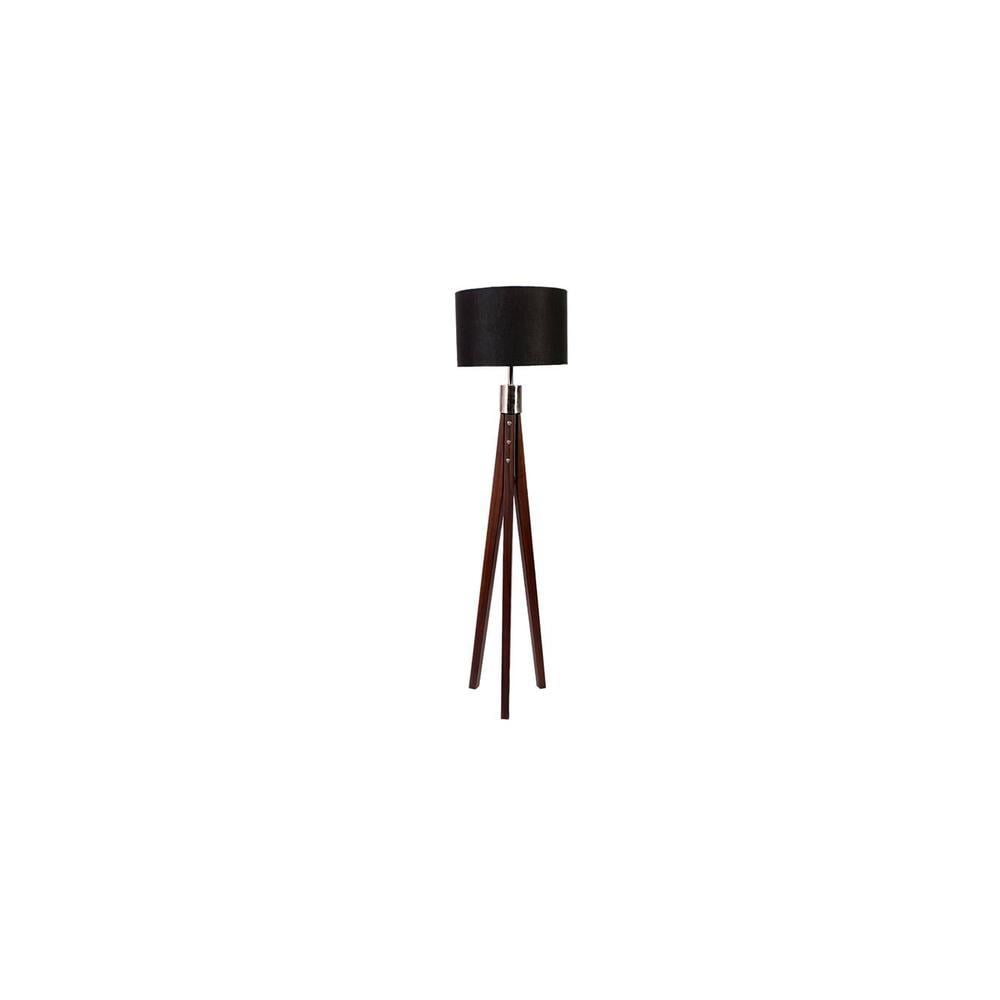Simone Black Cotton Shade Floor Lamp