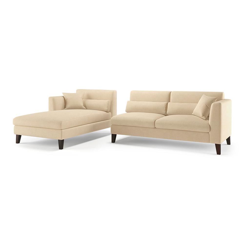 Lewis Sectional Sofa (Colour : Birch Beige, Cushion : Hard, Seater : Left Aligned 3 Seater + Left Aligned Chaise)