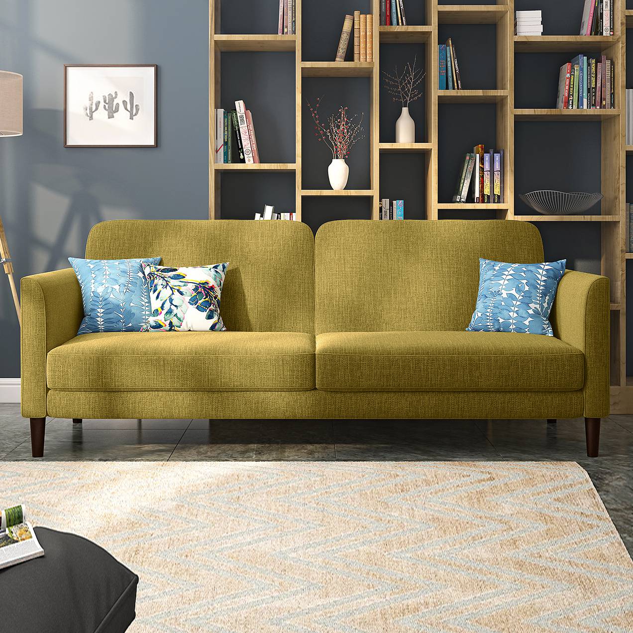 Felicity 3 Seater Sofa Cum Bed Colour Olive green