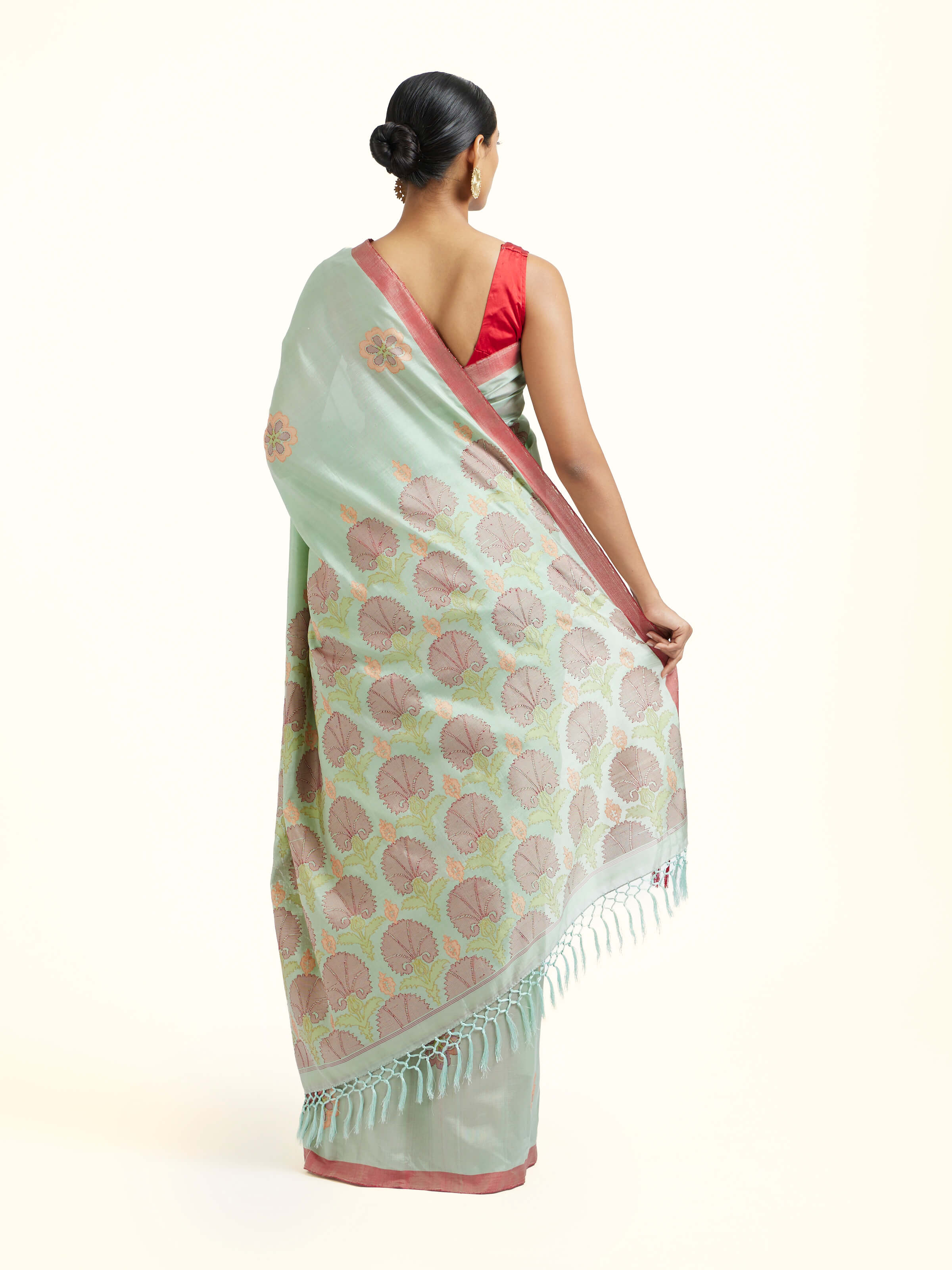 Green Silk Jamdani Handloom Saree