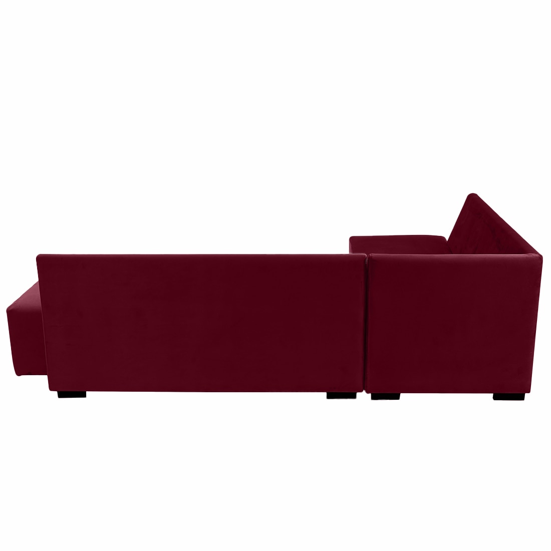 Melo 3 Seater Left Sectional Velvet Sofa Cum Bed in Maroon colour