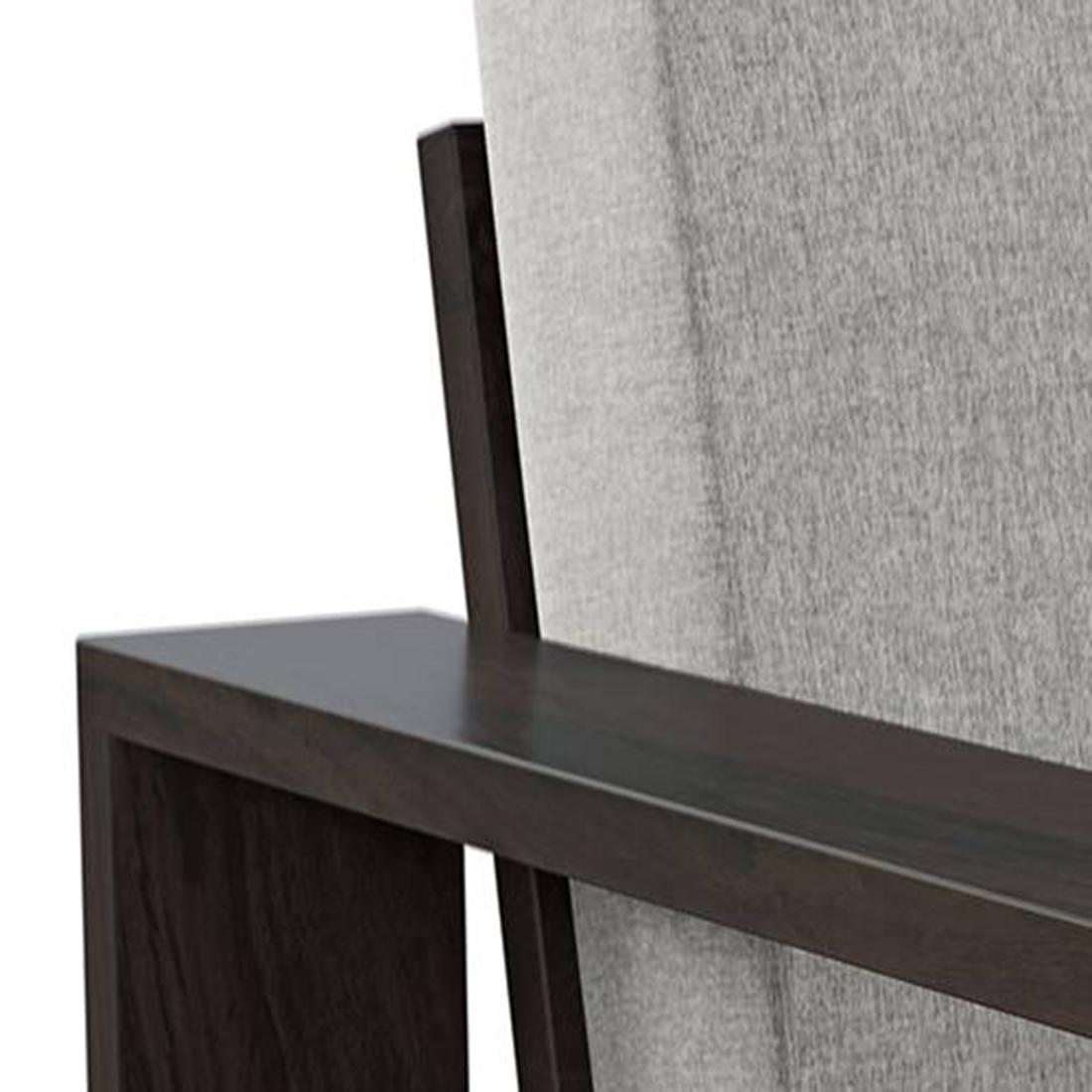 Parson 3 Seater Wooden Sofa In American Walnut Finish (Vapour Grey)