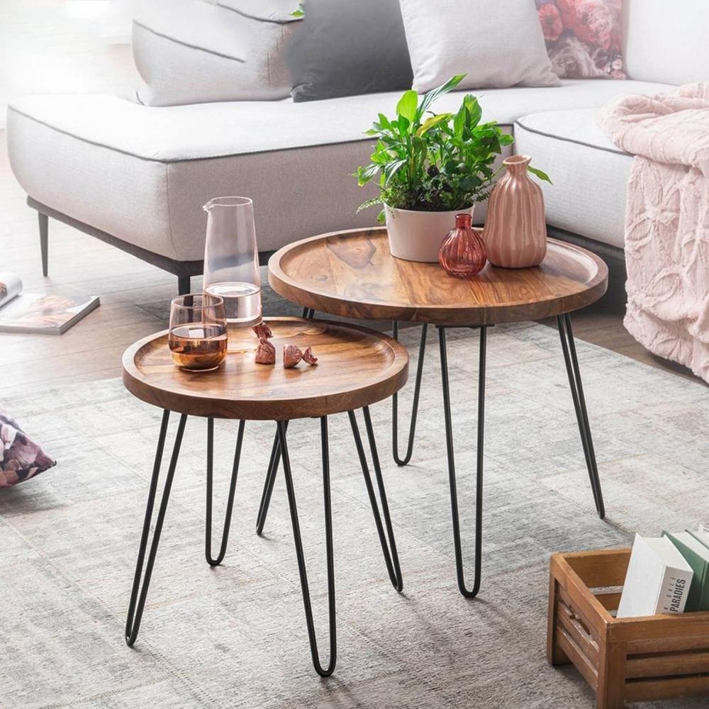 Ash Solid Wood Nested Tables - Set of 2