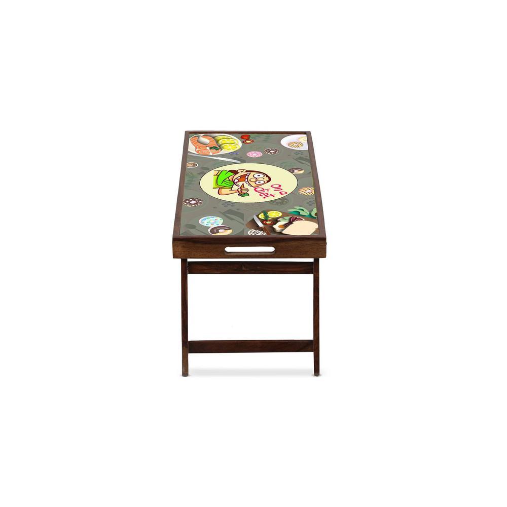 Morning Munchies Solid Wood Bookshelf and Serving Tray In Multicolour