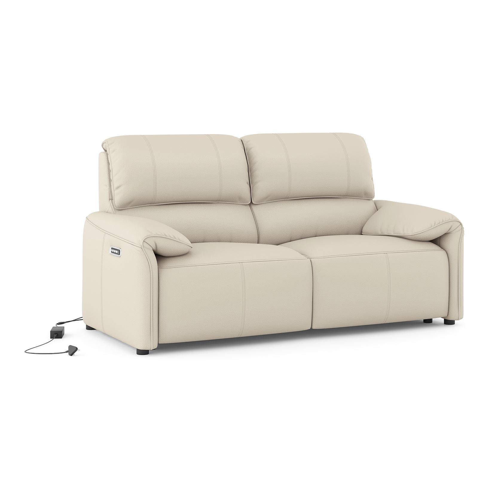 Leeroy Two Seater Leather Recliner Sofa in in Oyster White Colour