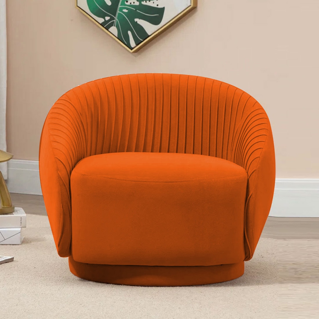 Lorna Fabric Accent Chair in Orange Colour - Home Lifestylez