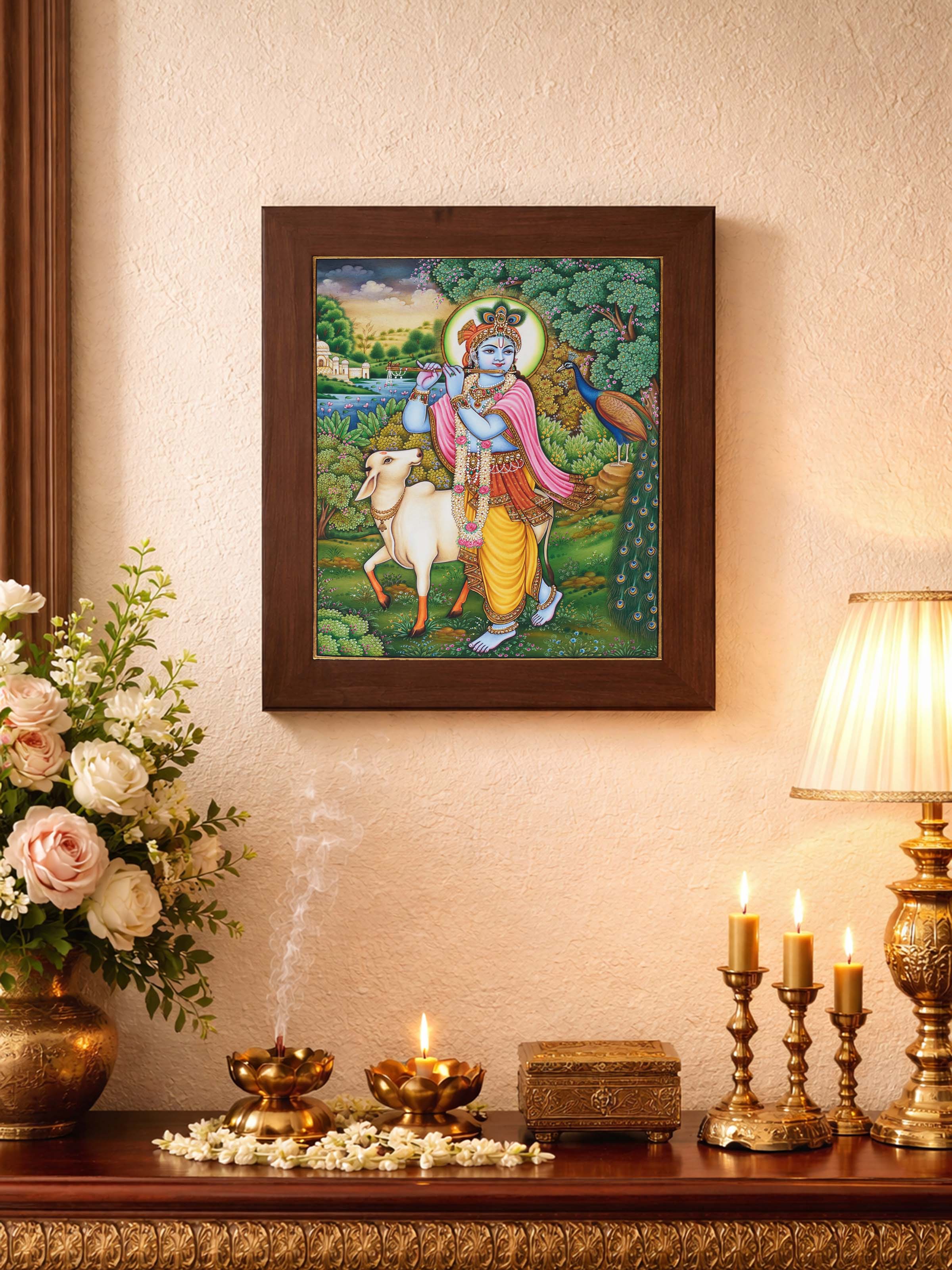 Krishna Miniature Real Gold Painting