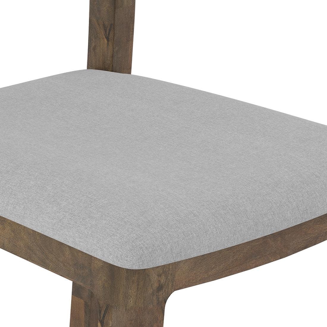 Clarke Solid Wood Dining Chair Set of 2 in Danish Walnut Finish with Vapour Grey Fabric