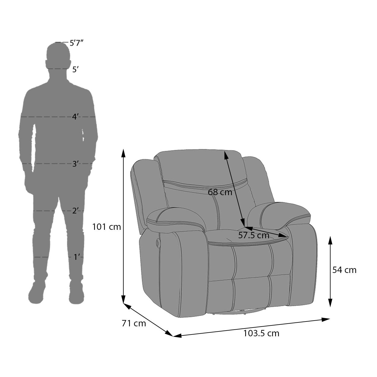 Atticus Single Seater Motorized Swivel Rock Recliner Premium Chenille Fabric