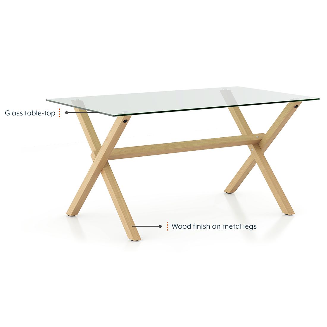 Nobu 6 Seater Glass Top Dining Table