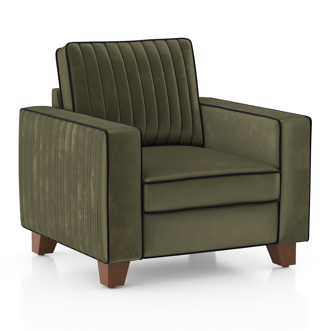 Apollo Neo Sofa (Colour : Deep Olive Velvet, Seating Capacity : 1 Seater, Cushion Type : Hard, Back Height : Regular Back)