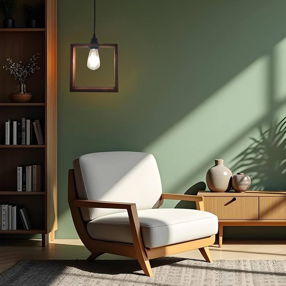 Quattro Brown Solid Wood Single Hanging Light