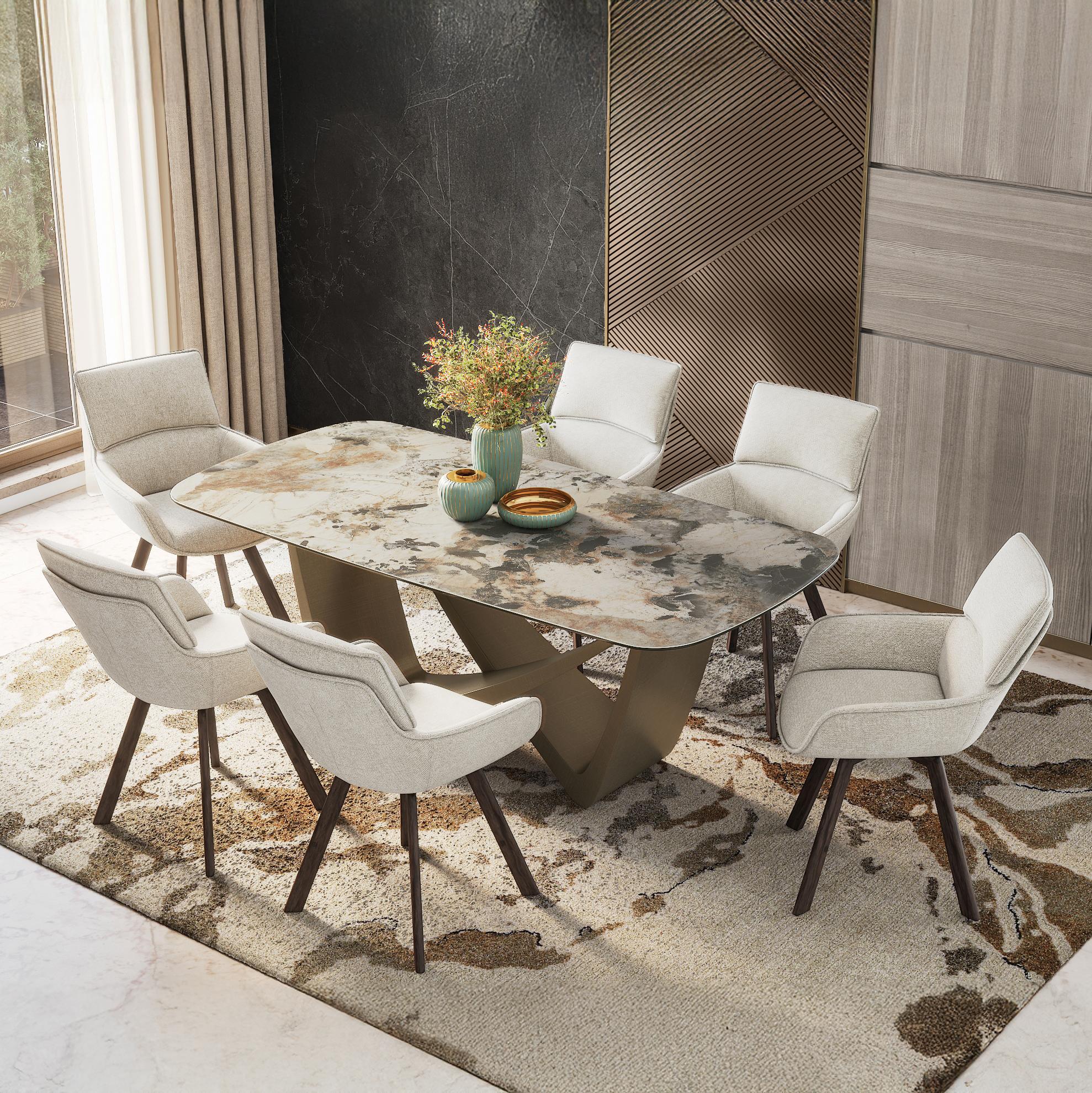 Bren Swivel Dining Chair In Ivory Colour