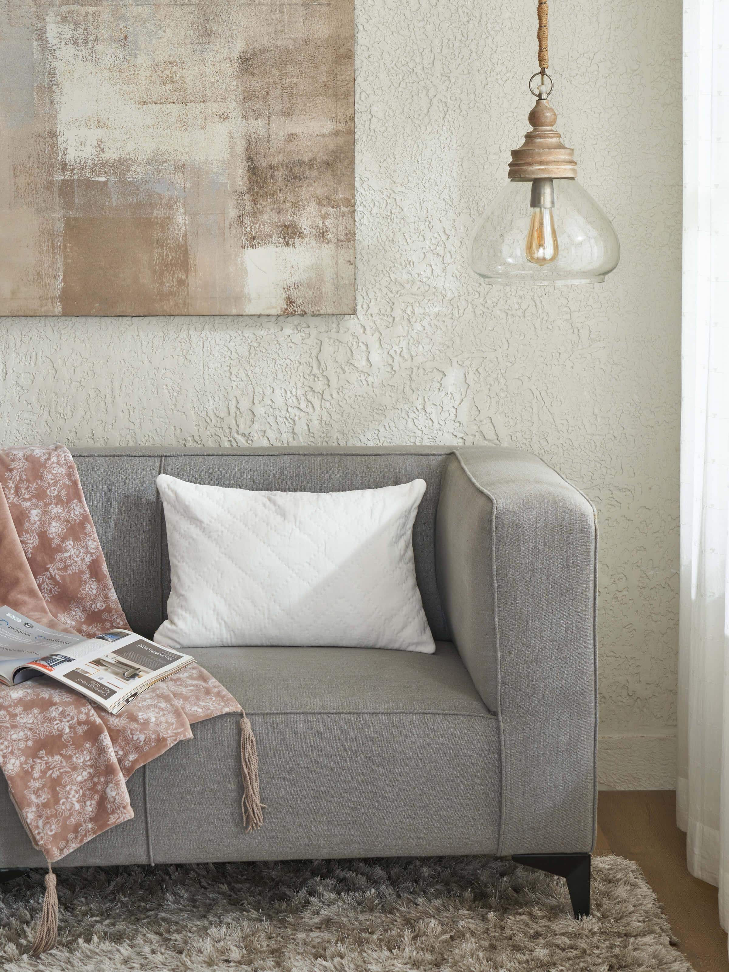 Shivranjini Beige Solid Textured Cotton Razai Embroidery Lumbar Cushion Cover