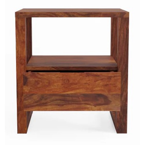 Willow Solid Wood Bedside Table in Teak Finish