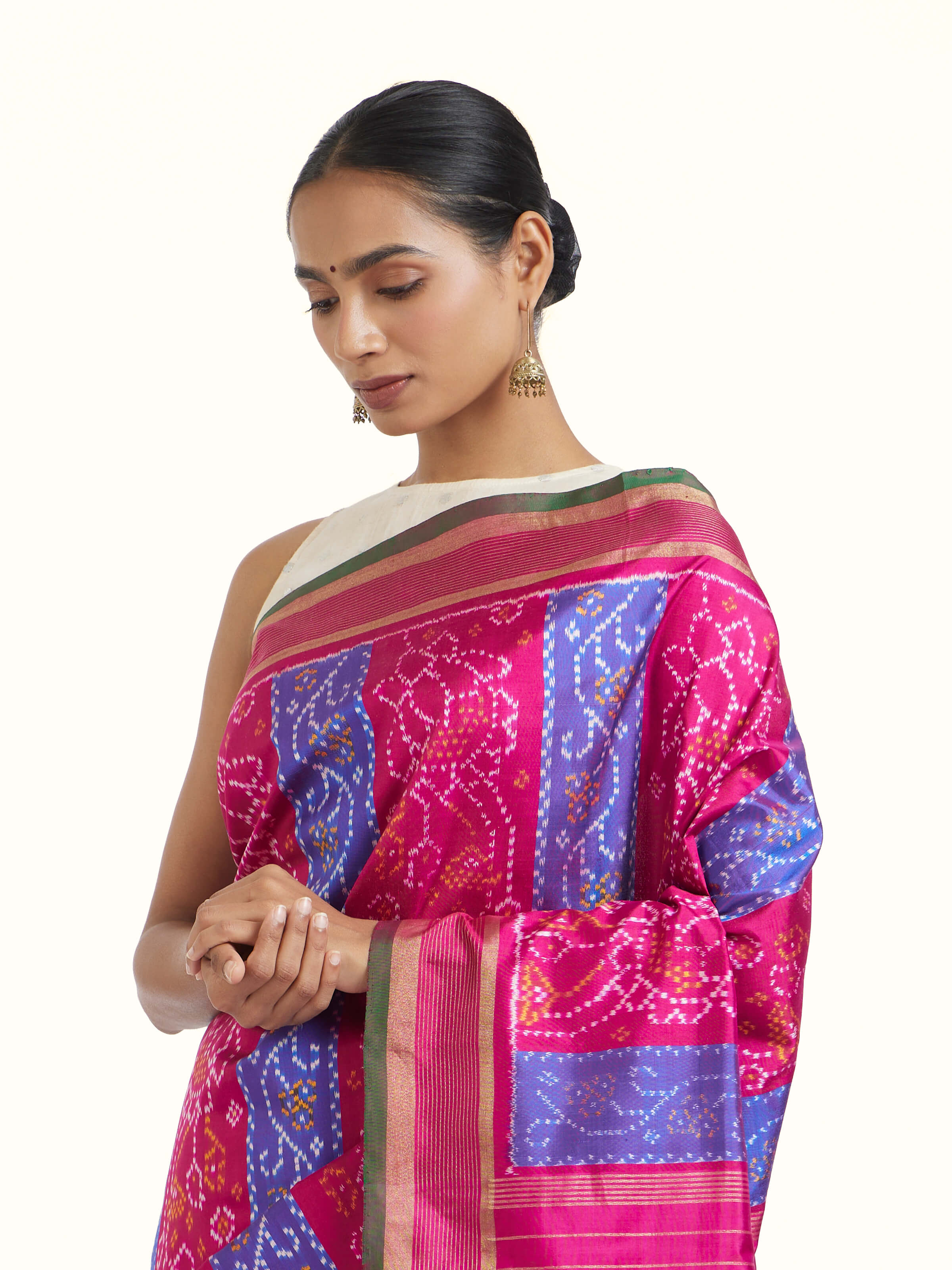 Blue Pochampally Single Ikat Saree