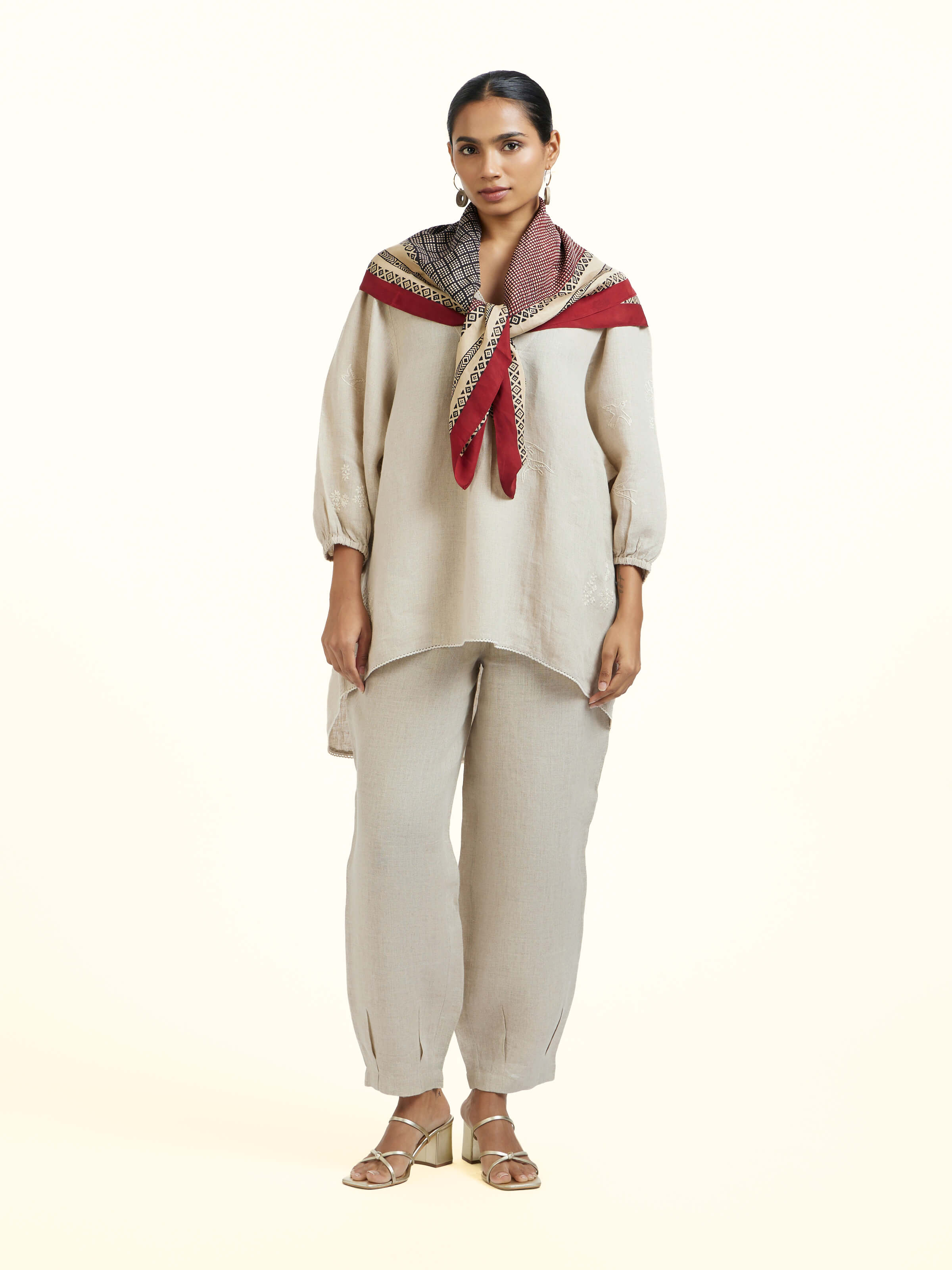 Rust Silk Bagh Hand Block Printed Scarf