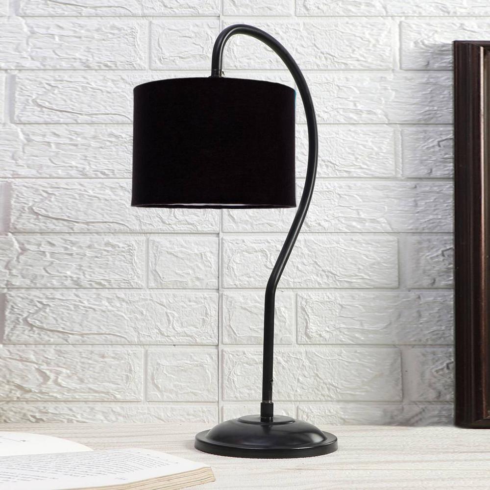 Black cotton Curvy table lamp with Iron Base (SP02) - Devansh