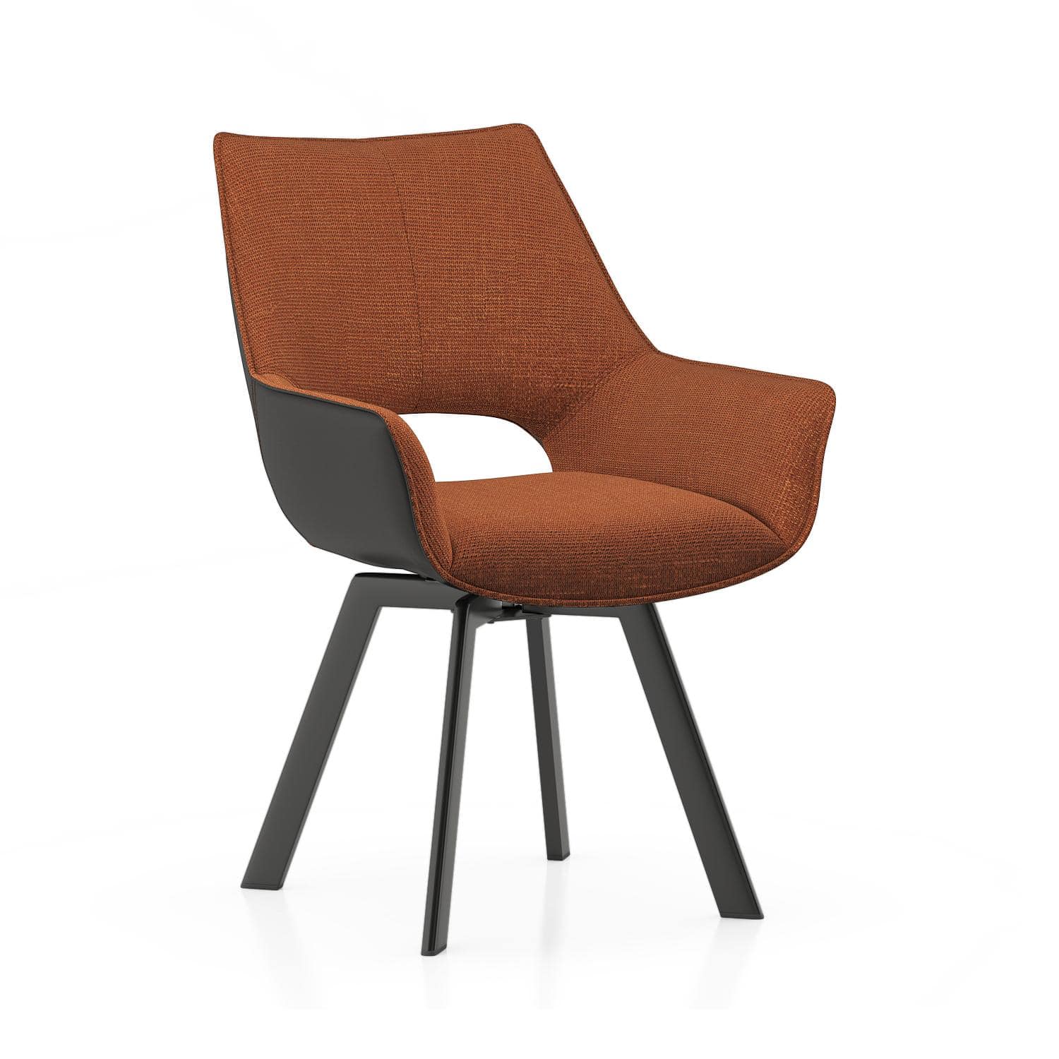 Casey Swivel Engineered Wood Dining Chair Set of 2 in Rust and Dark Brown