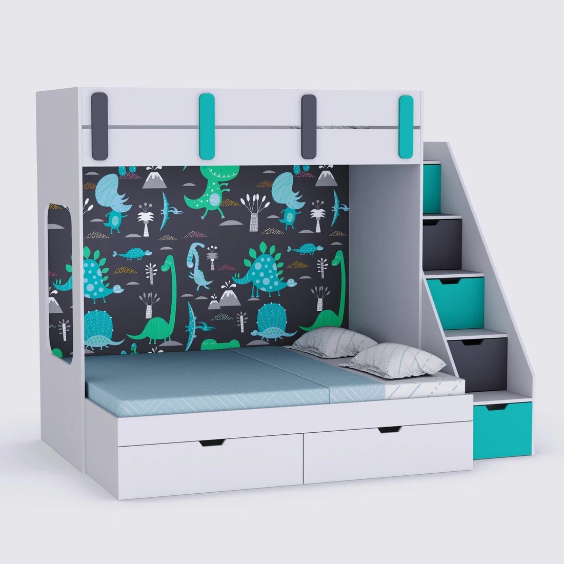 Pattern Dreams Bunk Bed  6X5 (Drawers On Wheels) In Caribe Colour