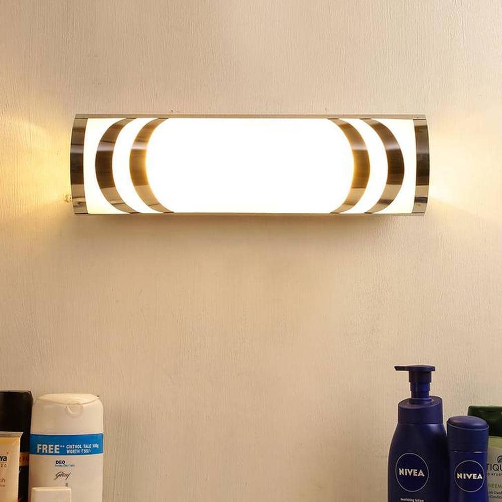 Conor Steel & Frosted Glass Bath Light for Wash Basin & Mirror(Off-White) ,BL89