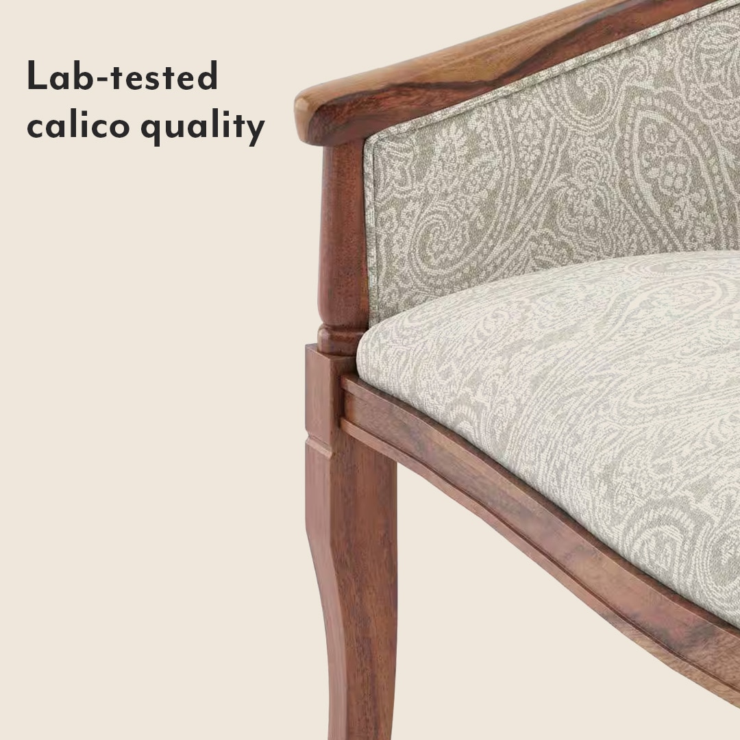 Florence Loveseat 2 Seater In Teak Finish With Monochrome Paisley Colour