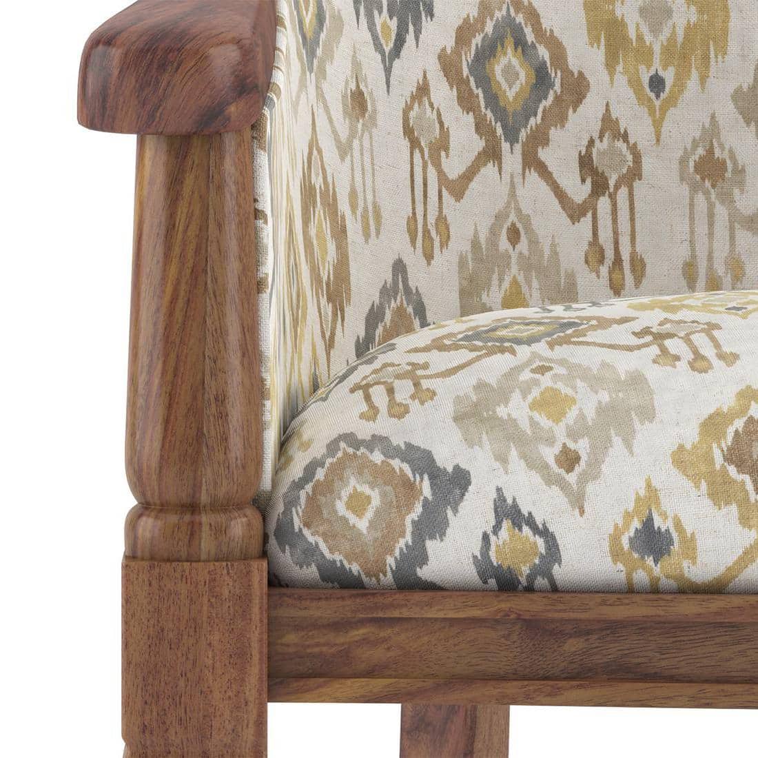 Florence ArmChair in Mustard Mist Ikat Colour and Teak Finish