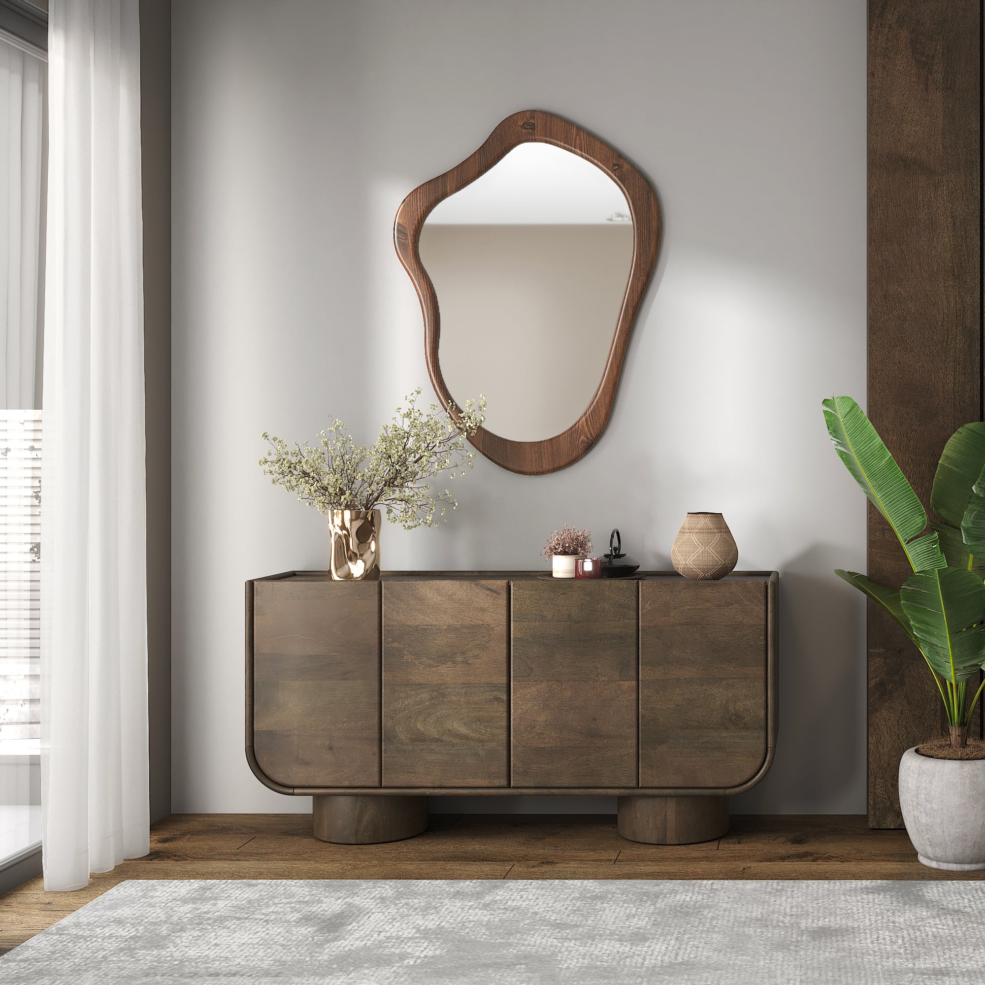 Nura Solid Wood Sideboard In Danish Walnut Finish