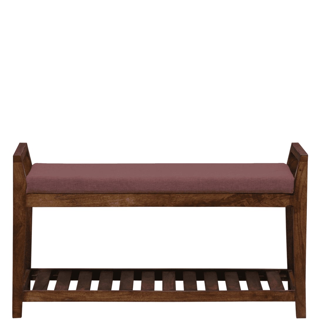 Roros Solid Wood Shoe Rack with Seating in Walnut Brown finish