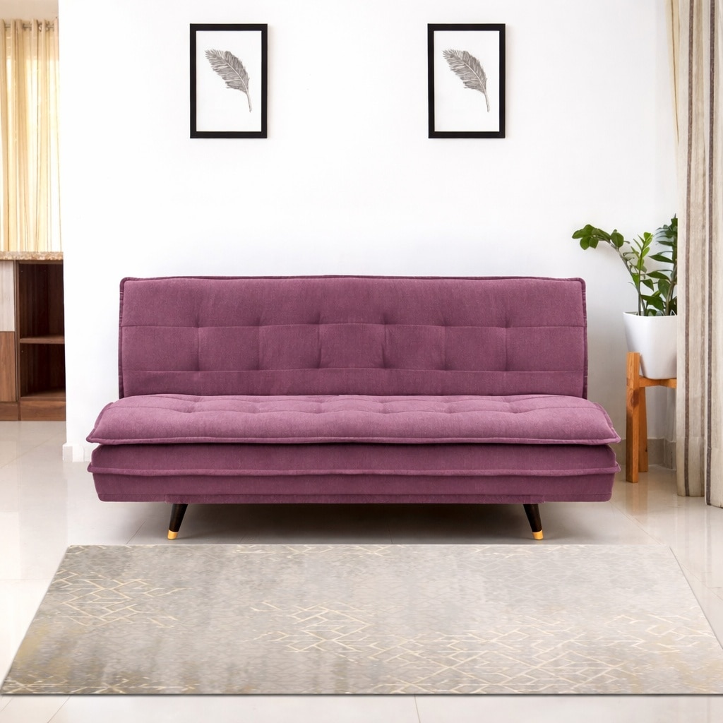 Hudson 3 Seater Sofa Cum Bed In Purple Colour - Arra